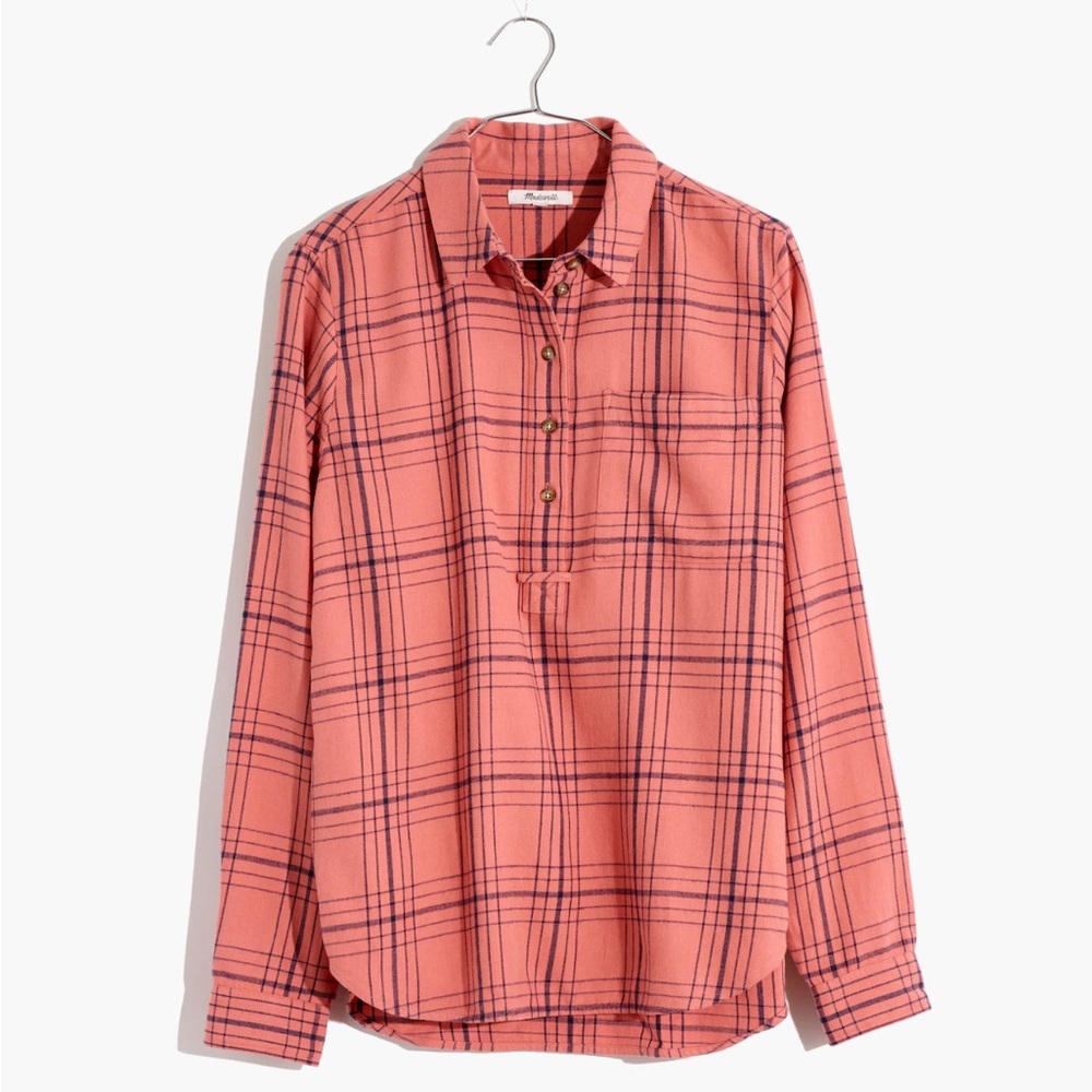 Flannel Popover Shirt in Colcord Plaid in Terrace Plaid Rose Dust Size S